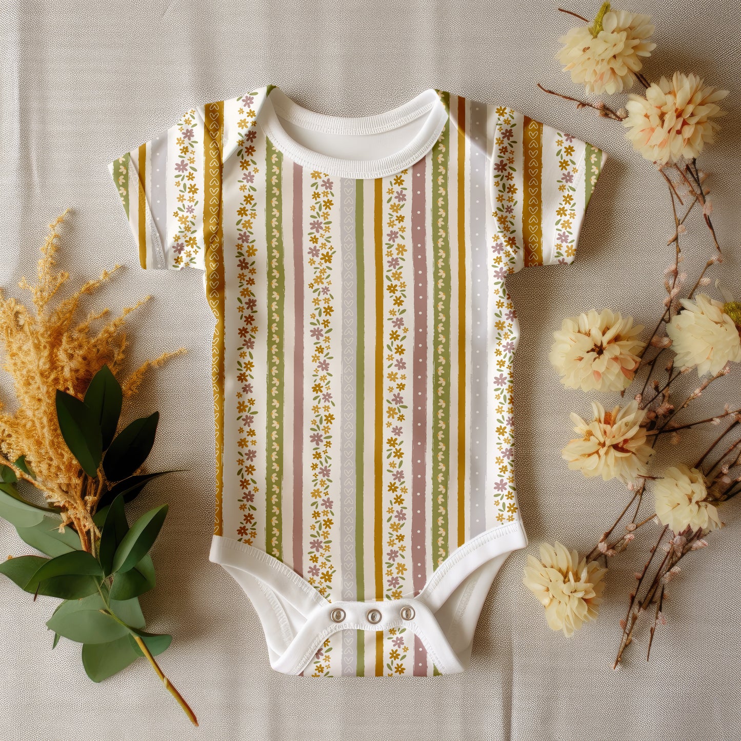 Autumn floral stripe