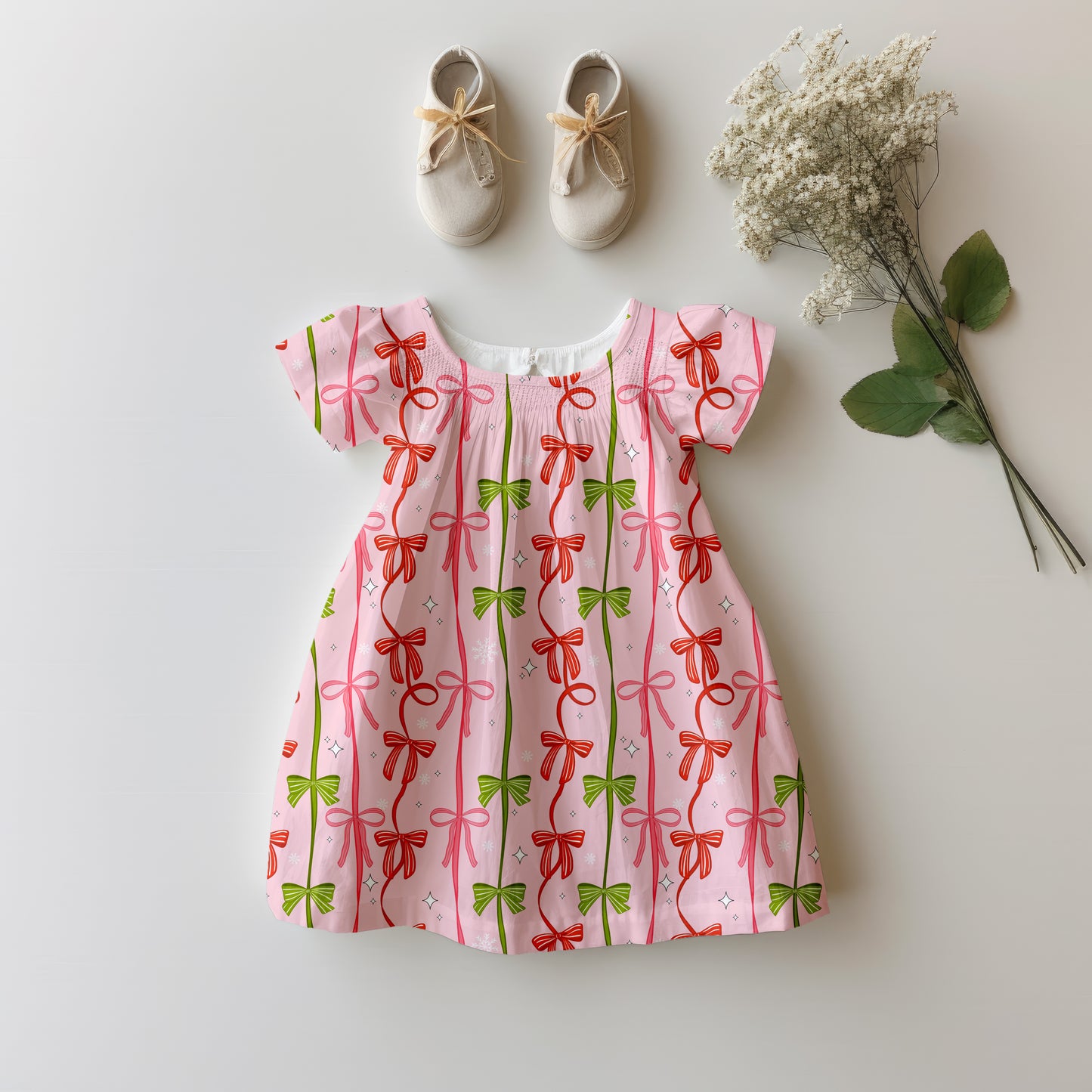 Green pink bow stripes