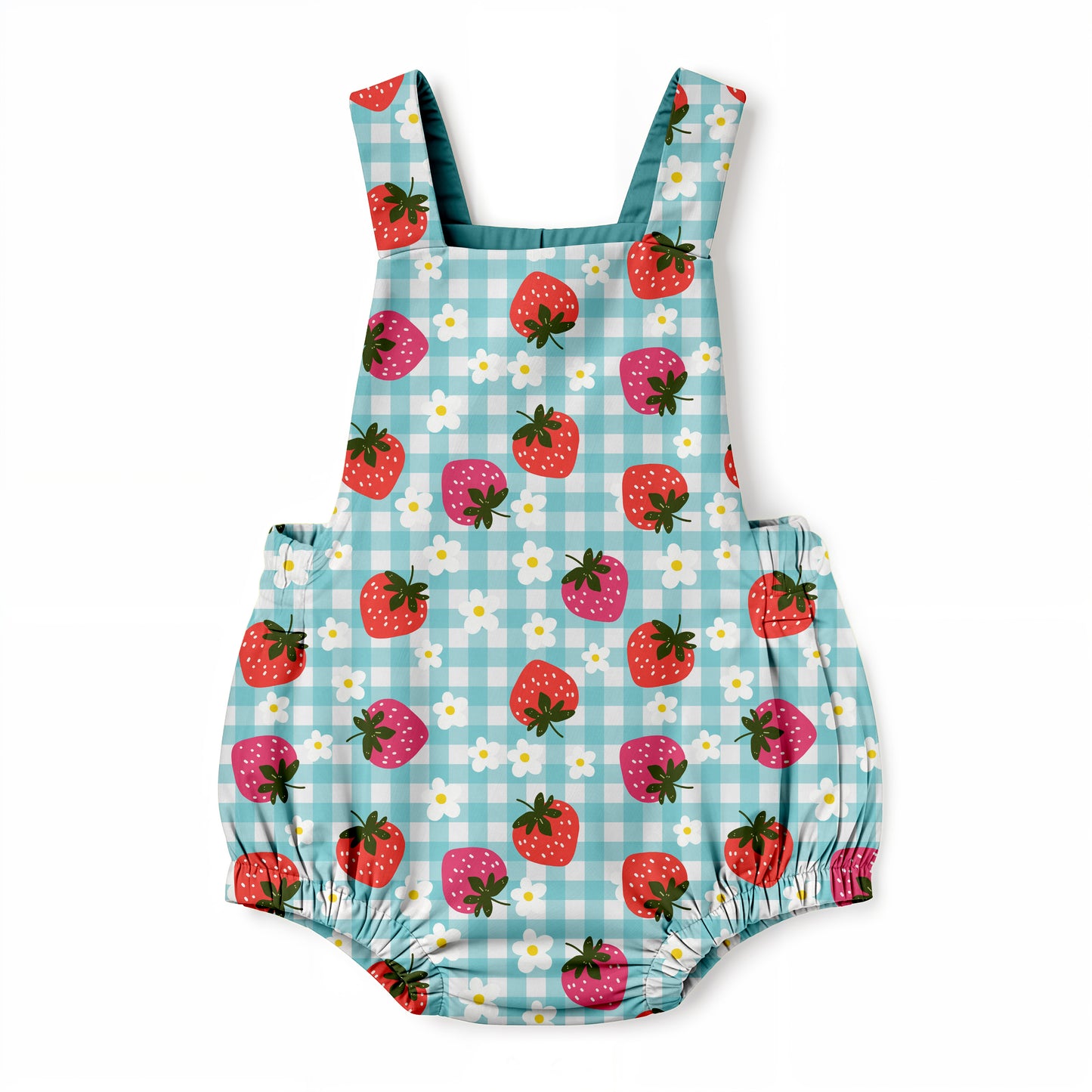 Blue strawberry gingham