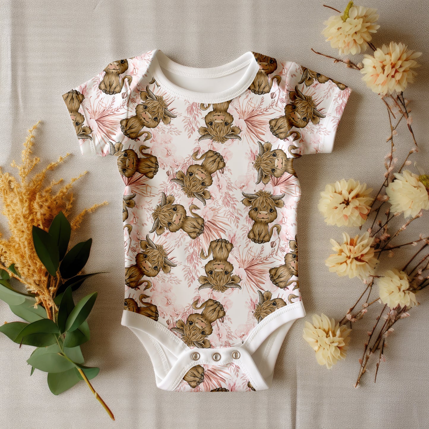 Cow on dusty pink vintage