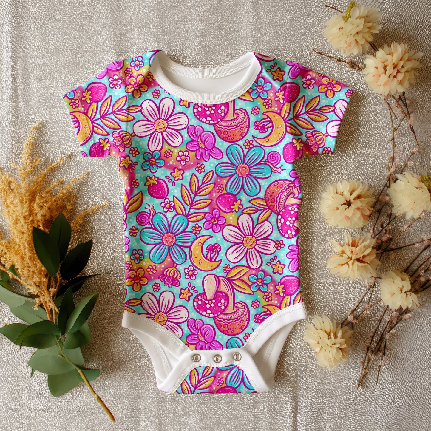 Rainbow florals blue