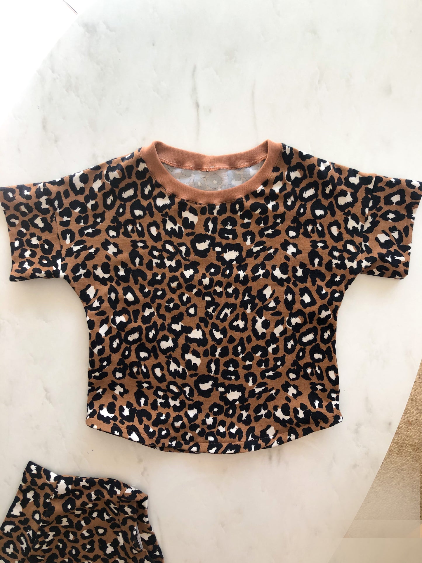 Brown Leopard crop top and flare pants custom order