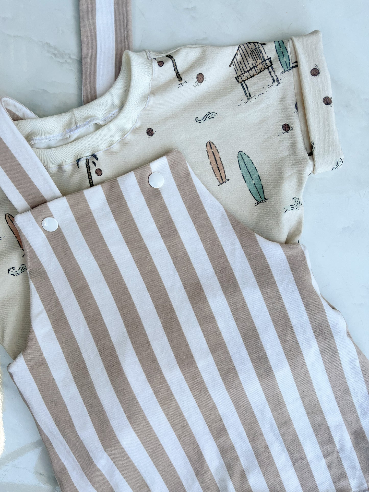 Cappuccino stripe overalls 6-12 months