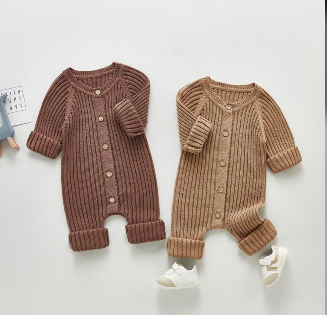 Light brown/khaki knit romper