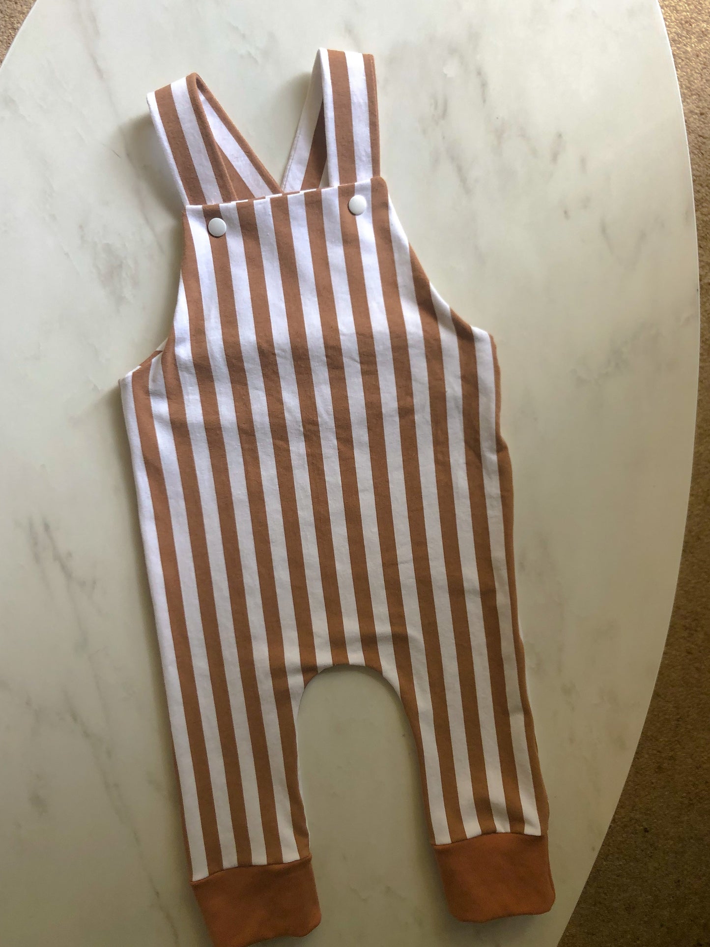 Brown stripe overalls