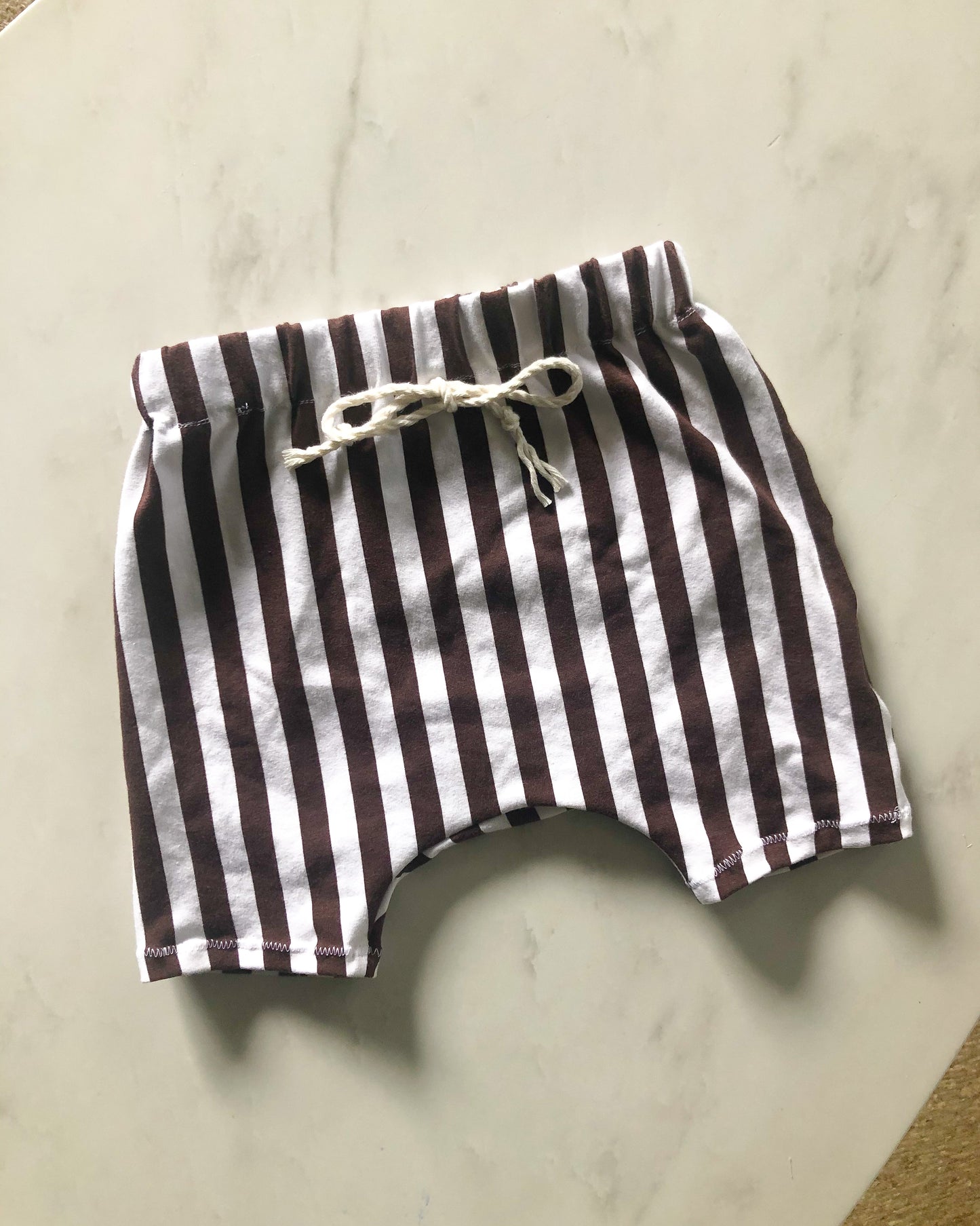 Brown stripe harem shorts